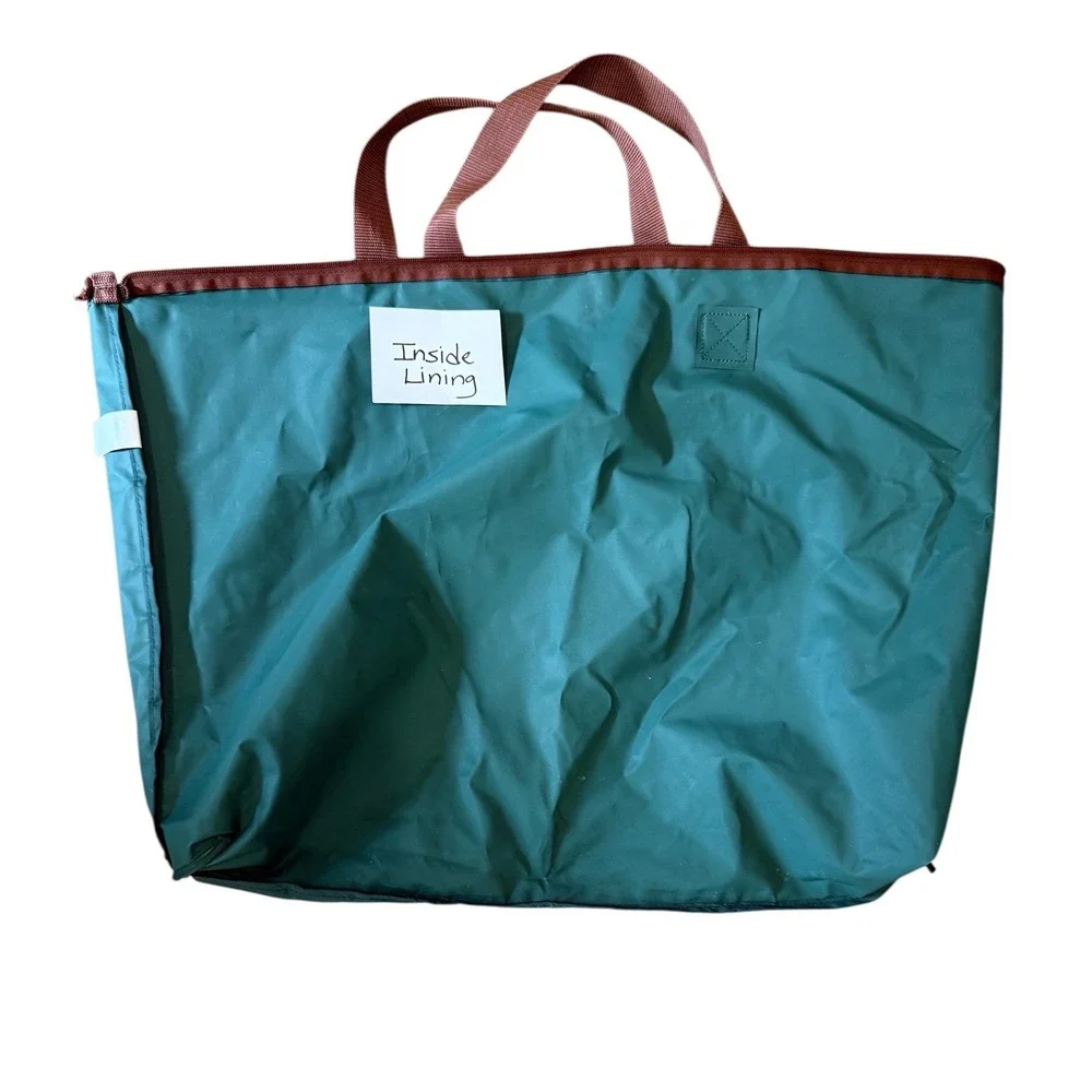 Polo Ralph‎ Lauren Green Nylon Oversized Tote Bag Zip Top Weekender Travel Bag